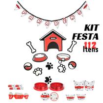 Kit Festa Pronta Para Cães Pet Toys Festa Tematica C/ 112 Itens 50 Forminhas Embalagens Bandeira - PETTOYS