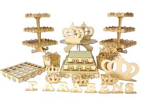 Kit Festa Provençal Arabesco Coroa Princesas Mdf Cru