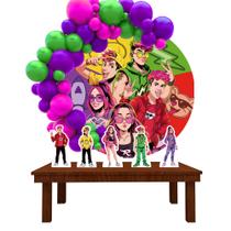 Kit Festa Redondo Grupo dos Rosa Desenho Painel e Displays