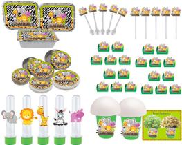 Kit Festa Safari Menino (verde Escuro) 106 Peças (10 pessoas) - Produto artesanal