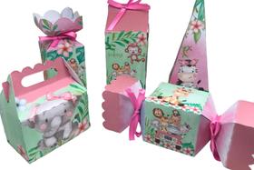 Kit Festa Safari rosa Chá Revelação Mesversario Kit Festa Safari rosa Chá Revelação Mesversario