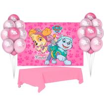 Kit festa Skye Decoração Painel +Toalha Rosa + Balões Aniver