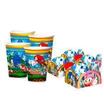 Kit festa Sonic Decoração Aniversário 12 Copos +50 Forminhas Kit festa Sonic Decoração Aniversário 12 Copos +50 Forminhas