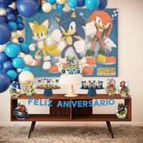 Kit Festa Sonic Decoração De Aniversário Parabéns - Piffer