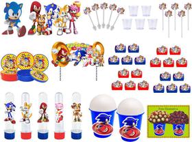 Kit festa Sonic e sua Turma 105 peças (10 pessoas) - Produto artesanal