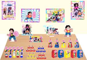 Kit Festa Steven universo 74 peças (5 pessoas) cone milk