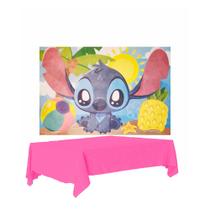 Kit festa Stitch Baby Decoração aniversário Painel + Toalha Kit festa Stitch Baby Decoração aniversário Painel + Toalha
