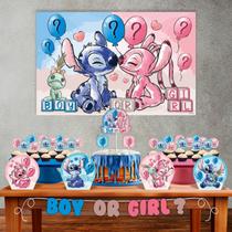 Kit festa Stitch Chá Revelação Decoração Aniversário 33pçs Kit festa Stitch Chá Revelação Decoração Aniversário 33pçs