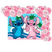 Kit festa Stitch Decoração Completa Painel TNT + 25 Balão
