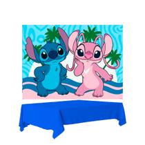 Kit festa Stitch Decoração Completa Painel TNT + Toalha Azul Kit festa Stitch Decoração Completa Painel TNT + Toalha Azul