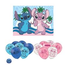 Kit Festa Stitch e Angel - 50 Balões + Painel TNT Kit Festa Stitch e Angel - 50 Balões + Painel TNT
