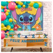 Kit Festa Stitch Enfeites De Mesa Toppers Faixa Aniversário - Piffer