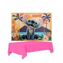 Kit festa Stitch Filme Decoração aniversário Painel + Toalha Kit festa Stitch Filme Decoração aniversário Painel + Toalha
