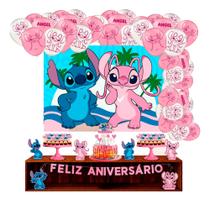 Kit Festa Stitch Rosa Decoração Aniversário + 25 Balão Kit Festa Stitch Rosa Decoração Aniversário + 25 Balão
