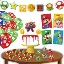Kit Festa Super Mario 62 Peças Comemoração Aniversário Kid Criança Festcolor Kit Festa Super Mario 62 Peças Comemoração Aniversário Kid Criança Festcolor