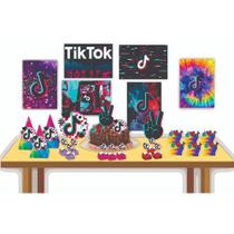 Kit Festa Tema TikTok 43 Itens- Lembrancinha e Decoração Personalizadas para Festa - KIBUNITINHO