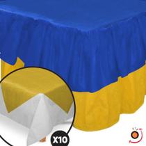 Kit Festa Toalhas TNT Amarelo/Royal - 12 peças - Best Fest - Rizzo