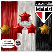 Kit FESTA TRICOLOR 3 Cortinas Franja Metalizada lisa + 5 Balões de Estrelas São Paulo Kit FESTA TRICOLOR 3 Cortinas Franja Metalizada lisa + 5 Balões de Estrelas São Paulo