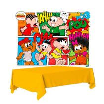 Kit festa Turma da monica Decoração Painel + Toalha Amarelo