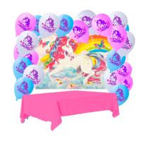 Kit Festa Unicornio Decoração Anive Painel +25 Balão +Toalha