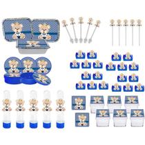 Kit Festa Ursinho Príncipe Azul Escuro 114 peças (10 pessoas) - Produto artesanal