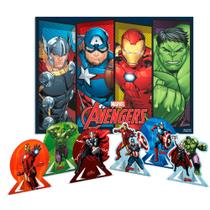 Kit Festa Vingadores Decoração Aniver Painel TNT + 6 Display