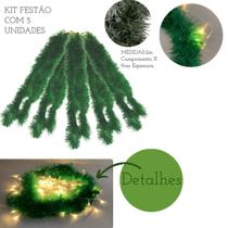 Kit Festão Enfeite De Árvore Natal 5 Unidades Verde Simples 2m