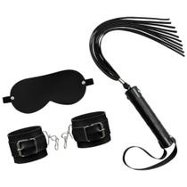 Kit Fetiche 3 em 1 - Algema, Venda e Chicote La Pimienta BDSM Kit Fetiche 3 em 1 - Algema, Venda e Chicote La Pimienta BDSM