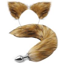 Kit Fetiche Plug Anal M Rabo de Raposa com Tiara de Orelhas