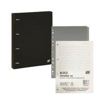 Kit Fichário Argolado A4 + 1 Kit Divisória + 1 Bloco com 96 folhas