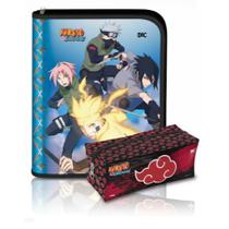 Kit Fichário Argolado Naruto 48Fls e 10 Divisórias + Estojo Grande PVC Naruto Dac