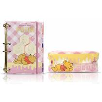 Kit Fichário Argolado Pooh Colegial 192 Folhas 10 Divisórias Coloridas + Estojo Pvc Grande Pooh Dac