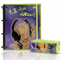 Kit Fichário Groot A4 144 Folhas Fechamento em Elástico e 10 Divisórias Plásticas Coloridas + Estojo Grande Groot Dac Kit Fichário Groot A4 144 Folhas Fechamento em Elástico e 10 Divisórias Plásticas Coloridas + Estojo Grande Groot Dac