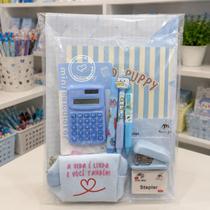 Kit Fichário Kawaii -8 Itens Cor:Azul Kit Fichário Kawaii -8 Itens Cor:Azul