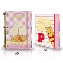 Kit Fichário Pooh A4 48 Folhas e 10 Divisórias Plásticas Coloridas + Fichario Pooh A5 144Fls e 10 Divisorias