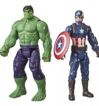 Kit figura boneco capitão américa e hulk titan series 30cm hasbro