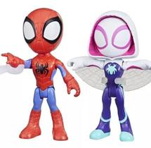 Kit figura boneco homem aranha e ghost spider mazing friends hasbro