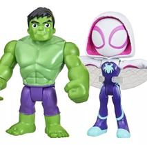 Kit figura boneco hulk e ghost spider amazing friends hasbro