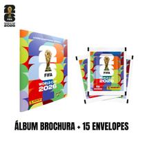 Kit Figurinhas Copa do Mundo FIFA 2026 Panini 15 Envelopes + Álbum Capa Brochura Grátis