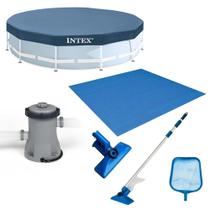 Kit Filtro 1.250 Litros/hora + Capa 305 Estrutural + Forro + Kit Limpeza Intex