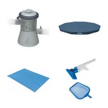 Kit Filtro 1.250 Litros/Hora + Capa 305 Estrutural + Forro + Kit Limpeza Intex