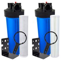 Kit Filtro 2 Big Blue 20'' + Plissado + Recarregável Corpo Azul Cabeça Preta