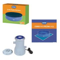 Kit Filtro 2200 L/h + Capa + Forro Para Piscina Splash Fun 3400 L - Mor