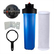 Kit Filtro Água Big Blue 20 Refil Carbon Block Chave Suporte