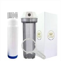 Kit Filtro Água Transparente 9 3/4 + Refil Recarregável Cabeça Branca Corpo Transparente Refil Branco Sem Voltagem