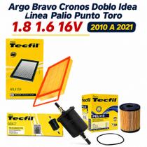 Kit Filtro Argo Bravo Cronos Doblo Idea Linea Palio Punto Toro 2010-2021 1.6 1.8 Ar Óleo Combustível
