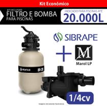 kit Filtro BR 20 Bomba para piscinas até 20.000 litros Sibrape + Marol LP - Sibrape / Pentair