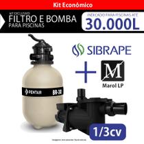 kit Filtro BR30 e Bomba para piscinas até 30.000 litros Sibrape + Marol LP - Sibrape / Pentair