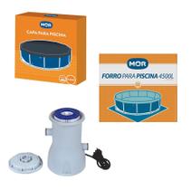 Kit Filtro + Capa + Forro Para Piscina Redonda 4500 Litros - Mor