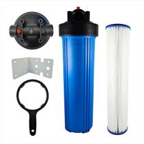 Kit Filtro Carcaça Big Blue 20'' Suporte Chave Plissado 50 M